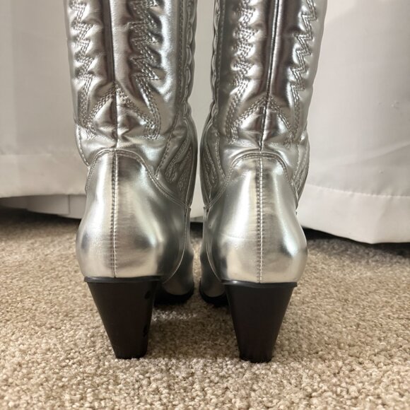 Festival Silver Western Cowboy Boots Women's Size 8 - Picture 2 of 3